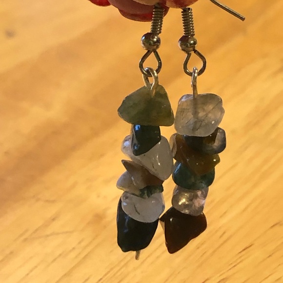 Fancy jasper crystal chip earrings dangle handmade - Picture 7 of 7